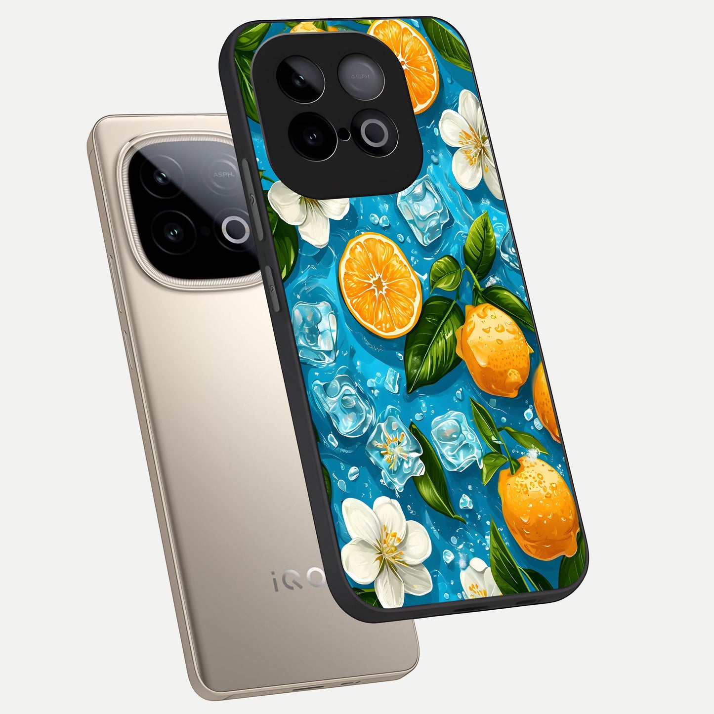  Ice Cube With Orange phone case for iQOO Neo 10 showing premium glass back cover with detailed artwork