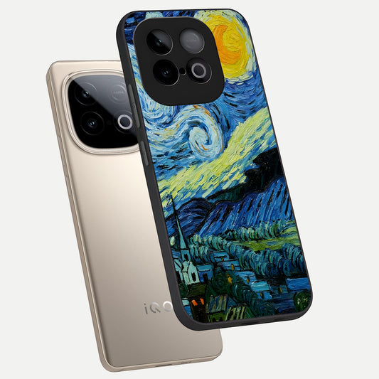  Inspired Van Gogh Art phone case for iQOO Neo 10 showing premium glass back cover with detailed artwork