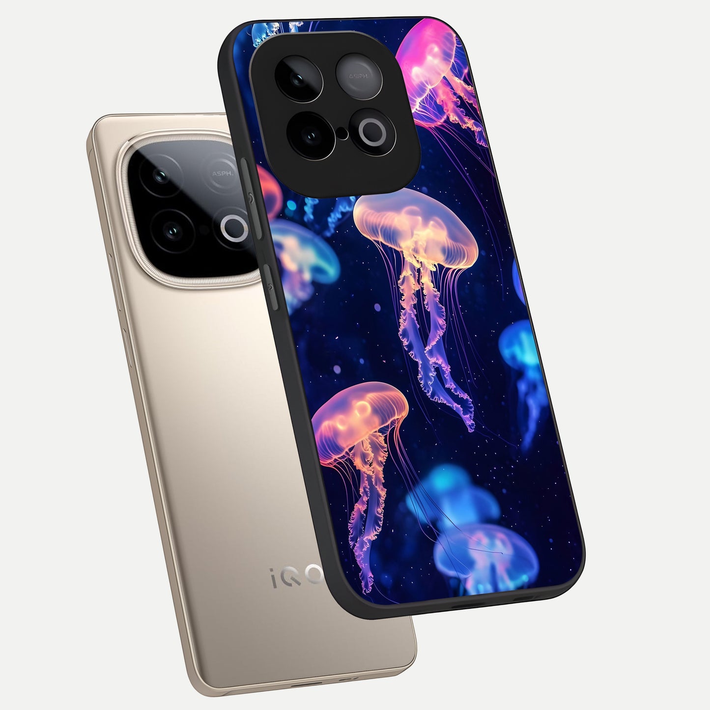  Jellyfish Pattern phone case for iQOO Neo 10 showing premium glass back cover with detailed artwork