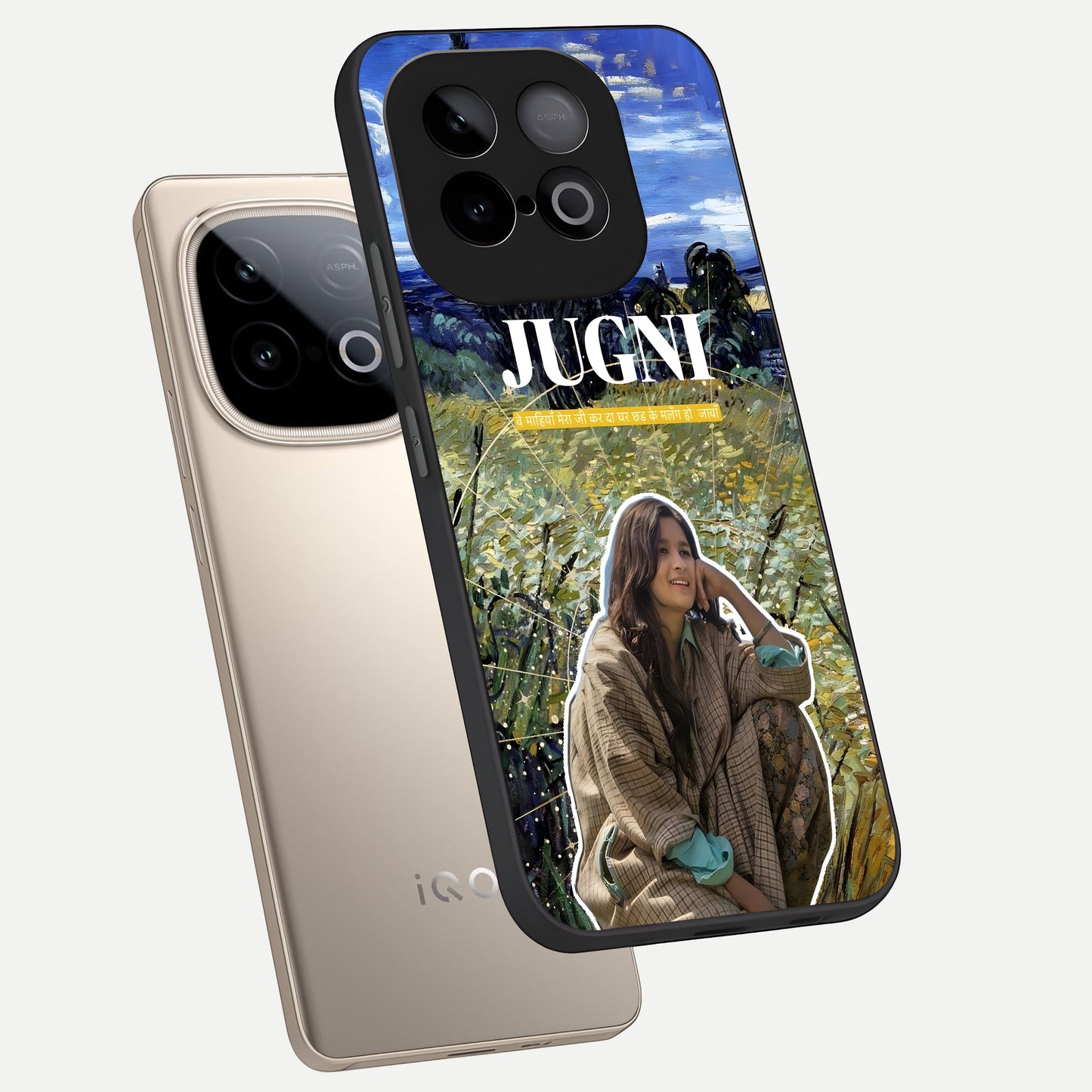 Jugni Soul Vibes phone case for iQOO Neo 10 showing premium glass back cover with detailed artwork