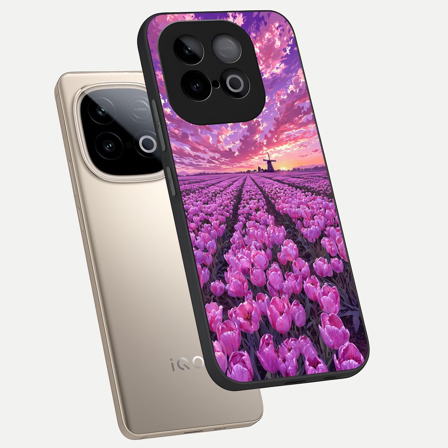  Lavender Dream Skies phone case for iQOO Neo 10 showing premium glass back cover with detailed artwork