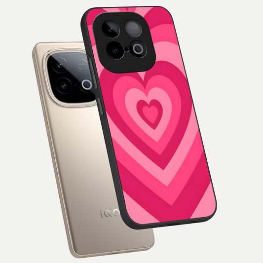  Layered Love Hearts phone case for iQOO Neo 10 showing premium glass back cover with detailed artwork