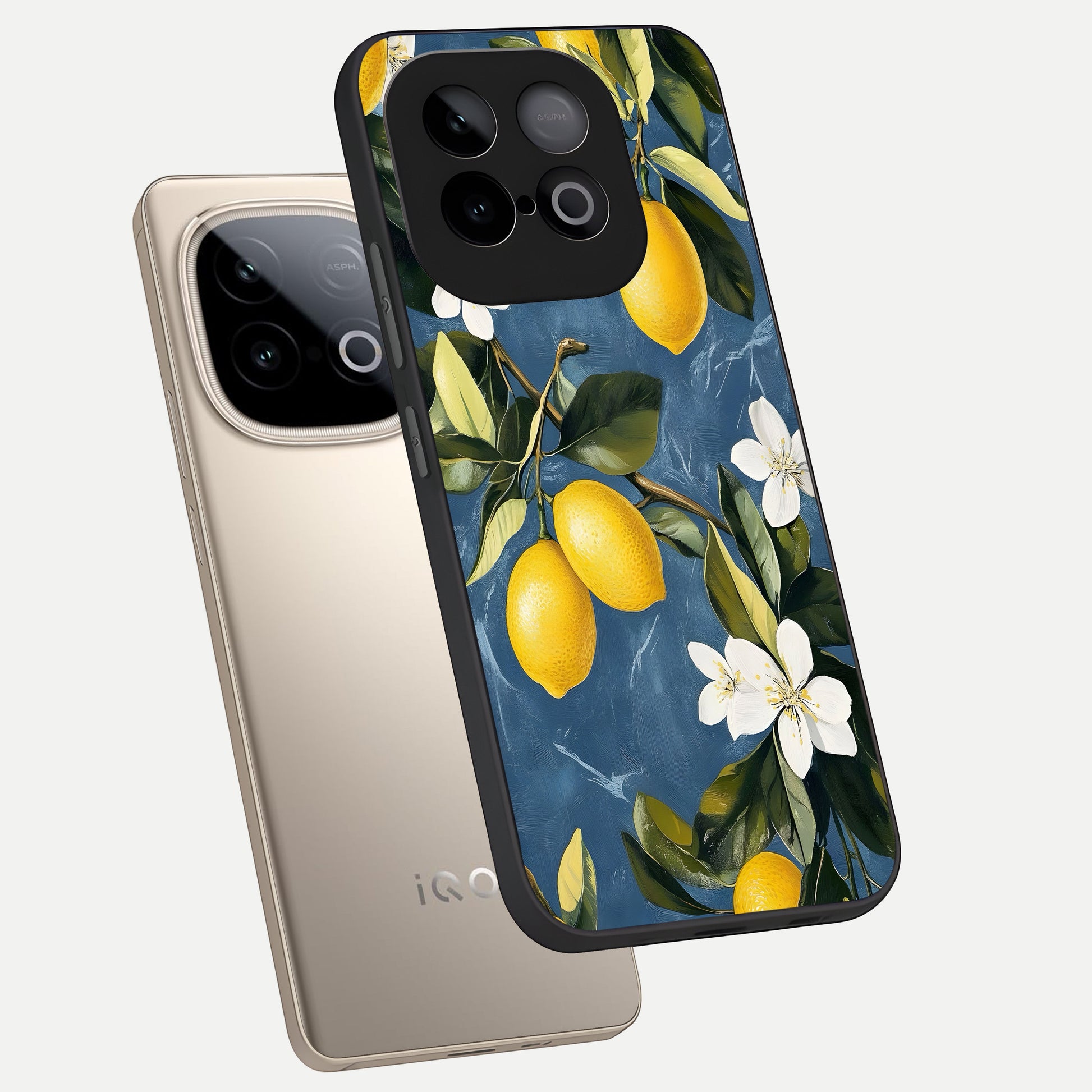  Lemon Dream Garden phone case for iQOO Neo 10 showing premium glass back cover with detailed artwork