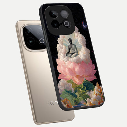  Lotus Divine Peace phone case for iQOO Neo 10 showing premium glass back cover with detailed artwork