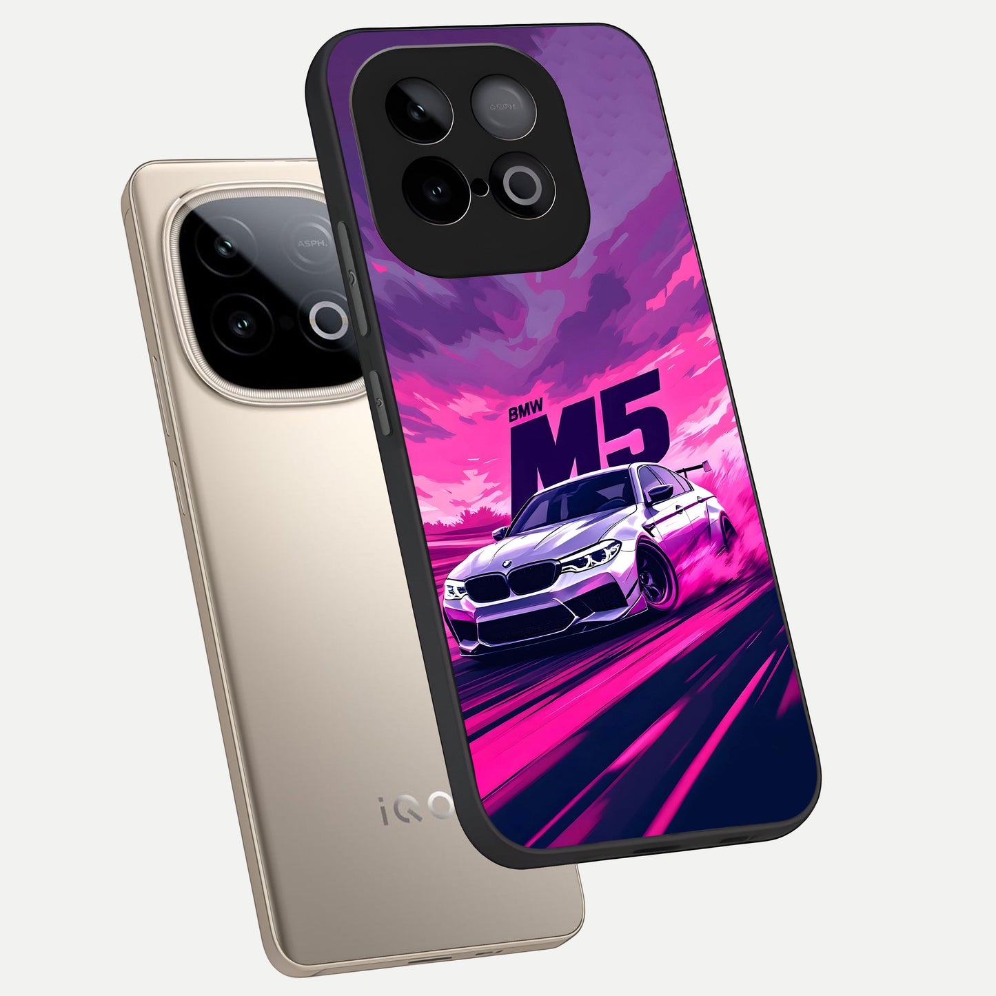  MS Neon Car phone case for iQOO Neo 10 showing premium glass back cover with detailed artwork