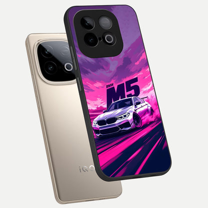  MS Neon Car phone case for iQOO Neo 10 showing premium glass back cover with detailed artwork