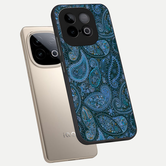 Midnight Paisley Glow phone case for iQOO Neo 10 showing premium glass back cover with detailed artwork