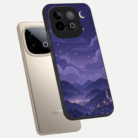 Minimal Night View phone case for iQOO Neo 10 showing premium glass back cover with detailed artwork