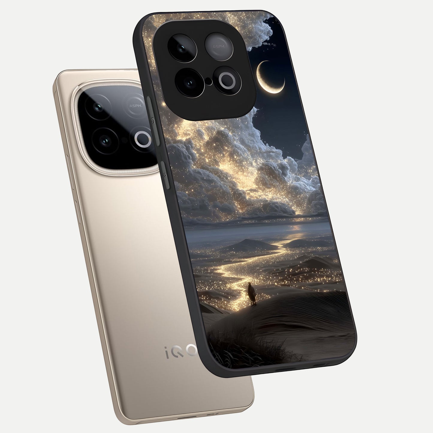  Moonlight Spark Path phone case for iQOO Neo 10 showing premium glass back cover with detailed artwork