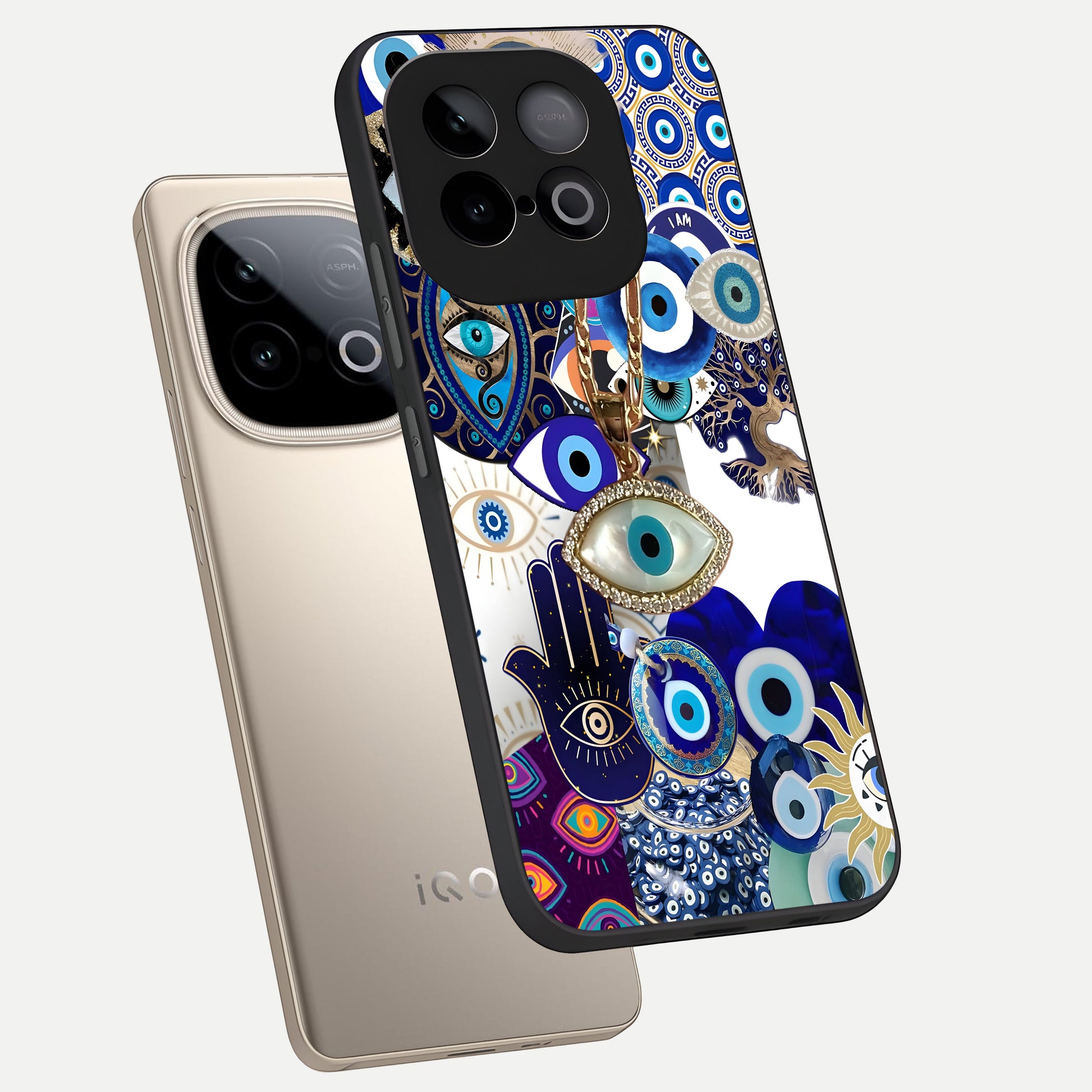  Mystic Charm Eye phone case for iQOO Neo 10 showing premium glass back cover with detailed artwork