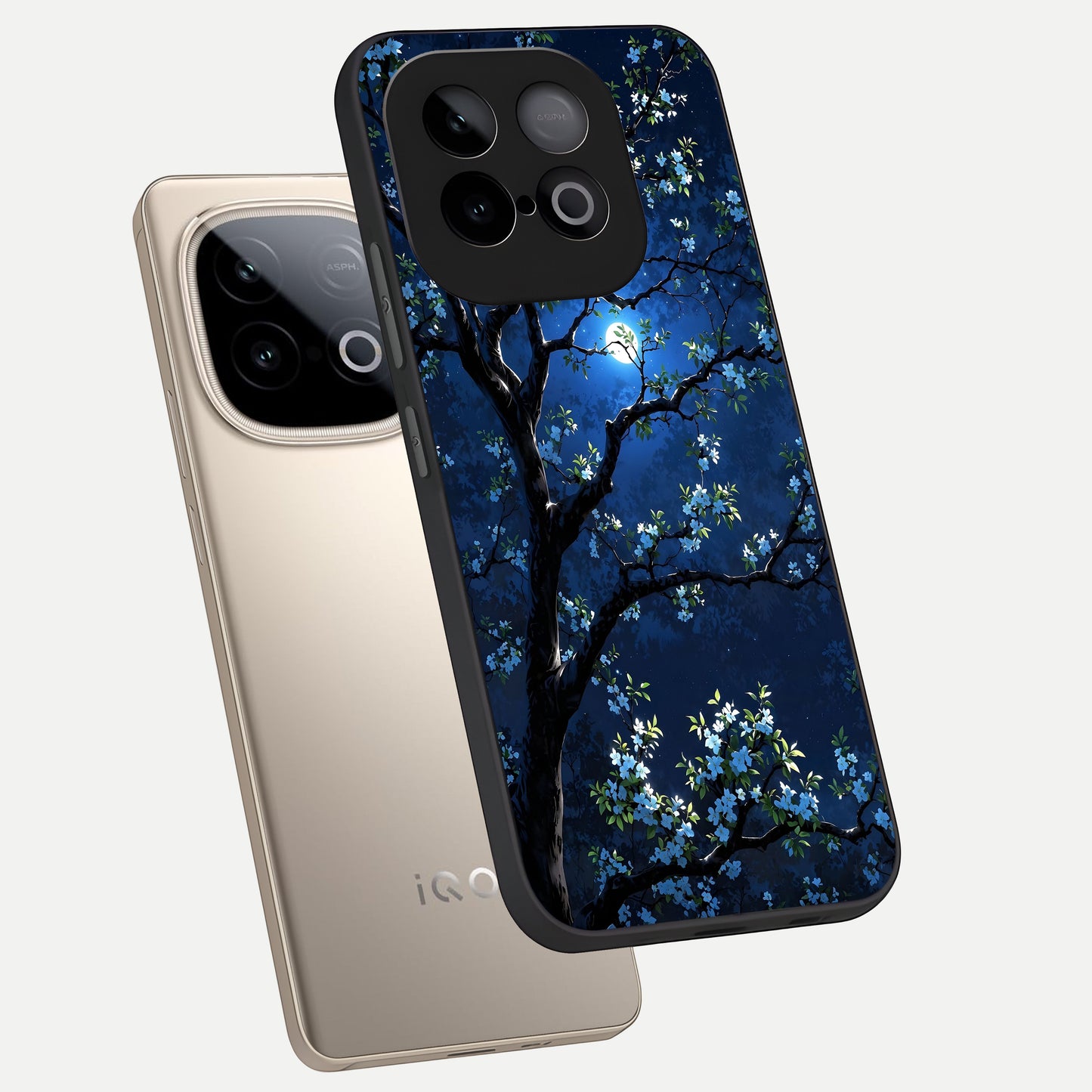  Mystic Floral Night phone case for iQOO Neo 10 showing premium glass back cover with detailed artwork
