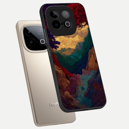  Mystic Valley Light phone case for iQOO Neo 10 showing premium glass back cover with detailed artwork