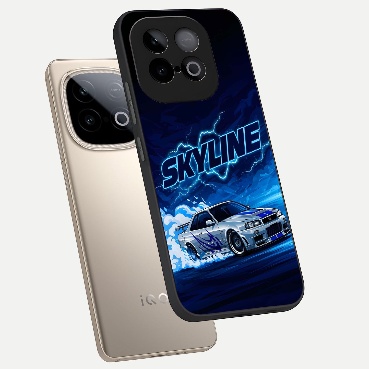  Neon Drift Beast phone case for iQOO Neo 10 showing premium glass back cover with detailed artwork