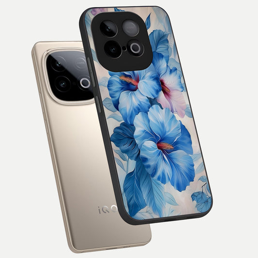  Ocean Hibiscus Grace phone case for iQOO Neo 10 showing premium glass back cover with detailed artwork