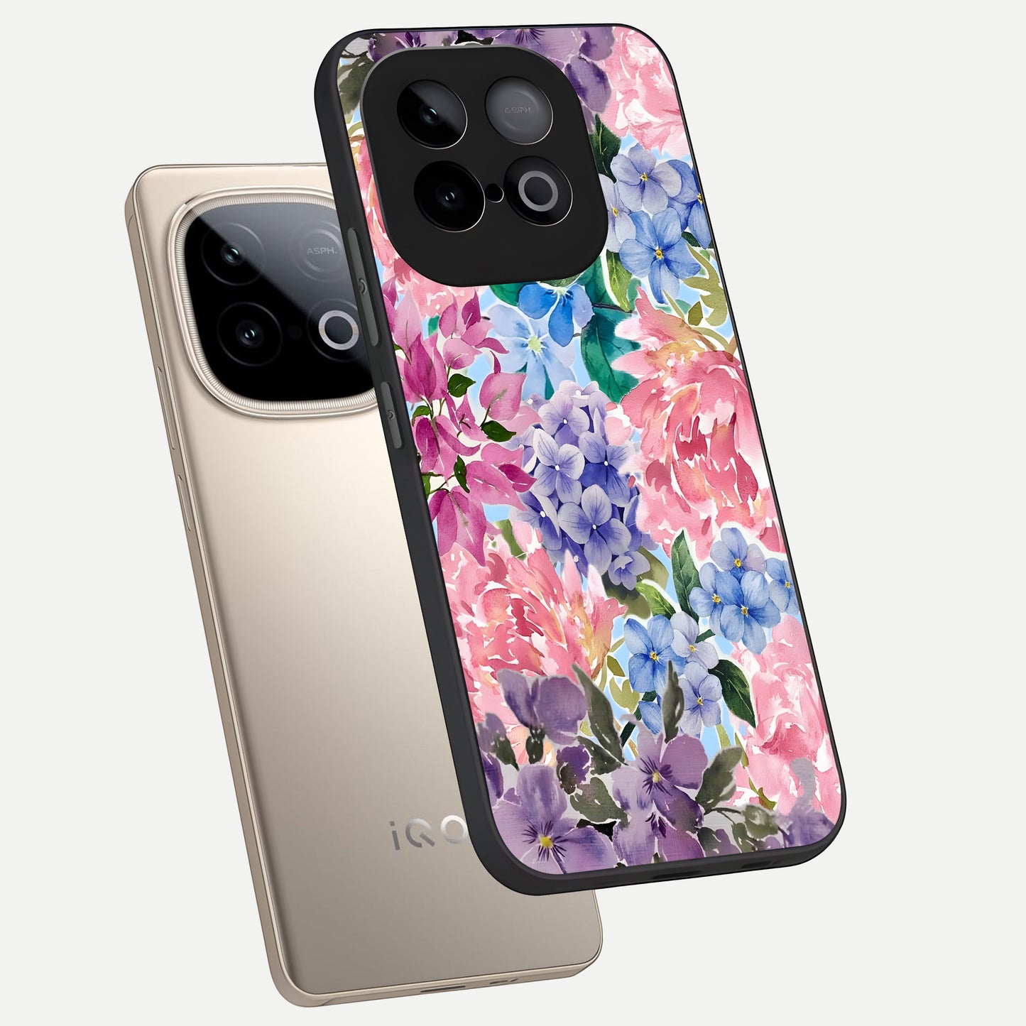  Pastel Floral Mix phone case for iQOO Neo 10 showing premium glass back cover with detailed artwork