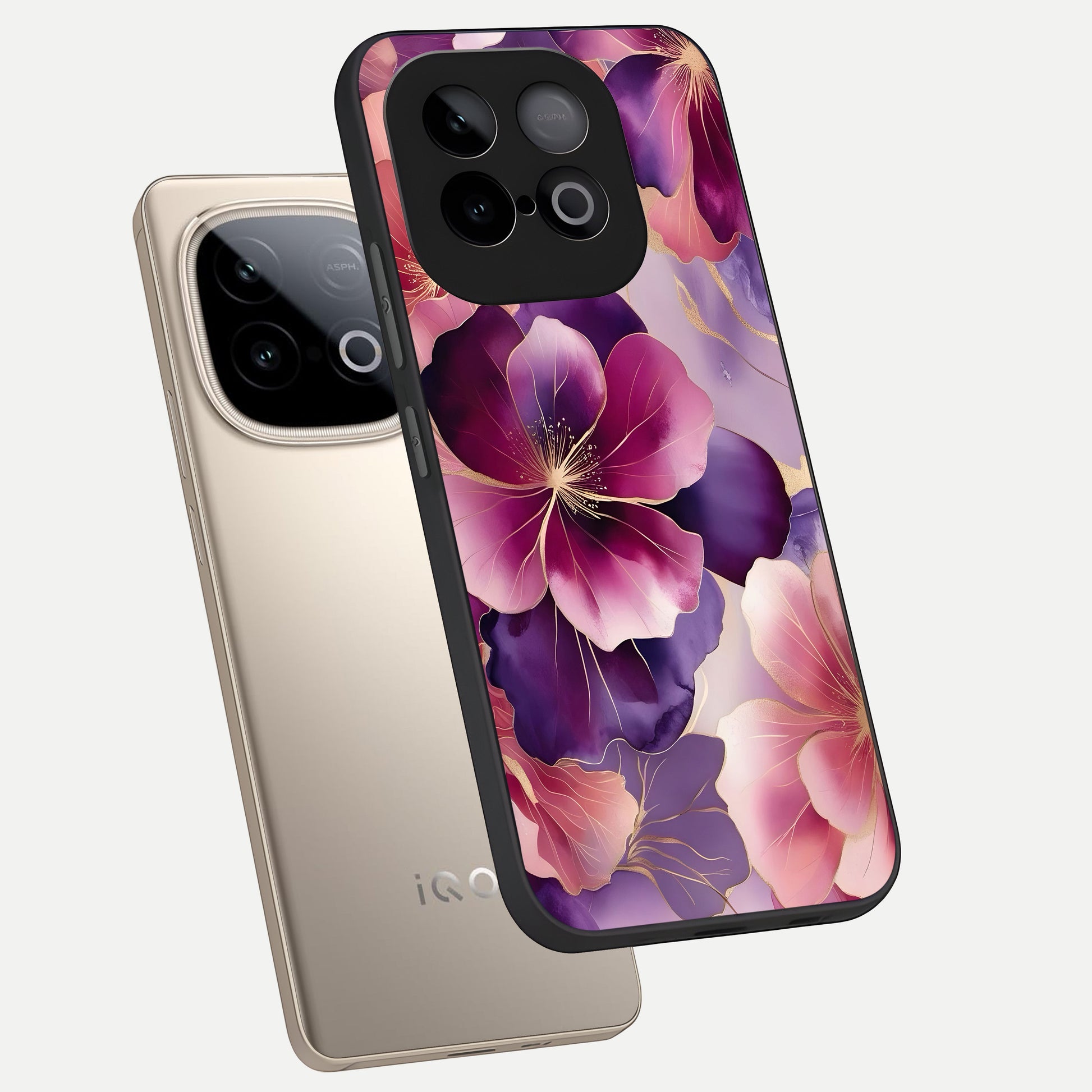  Pink Bouquet Florals phone case for iQOO Neo 10 showing premium glass back cover with detailed artwork
