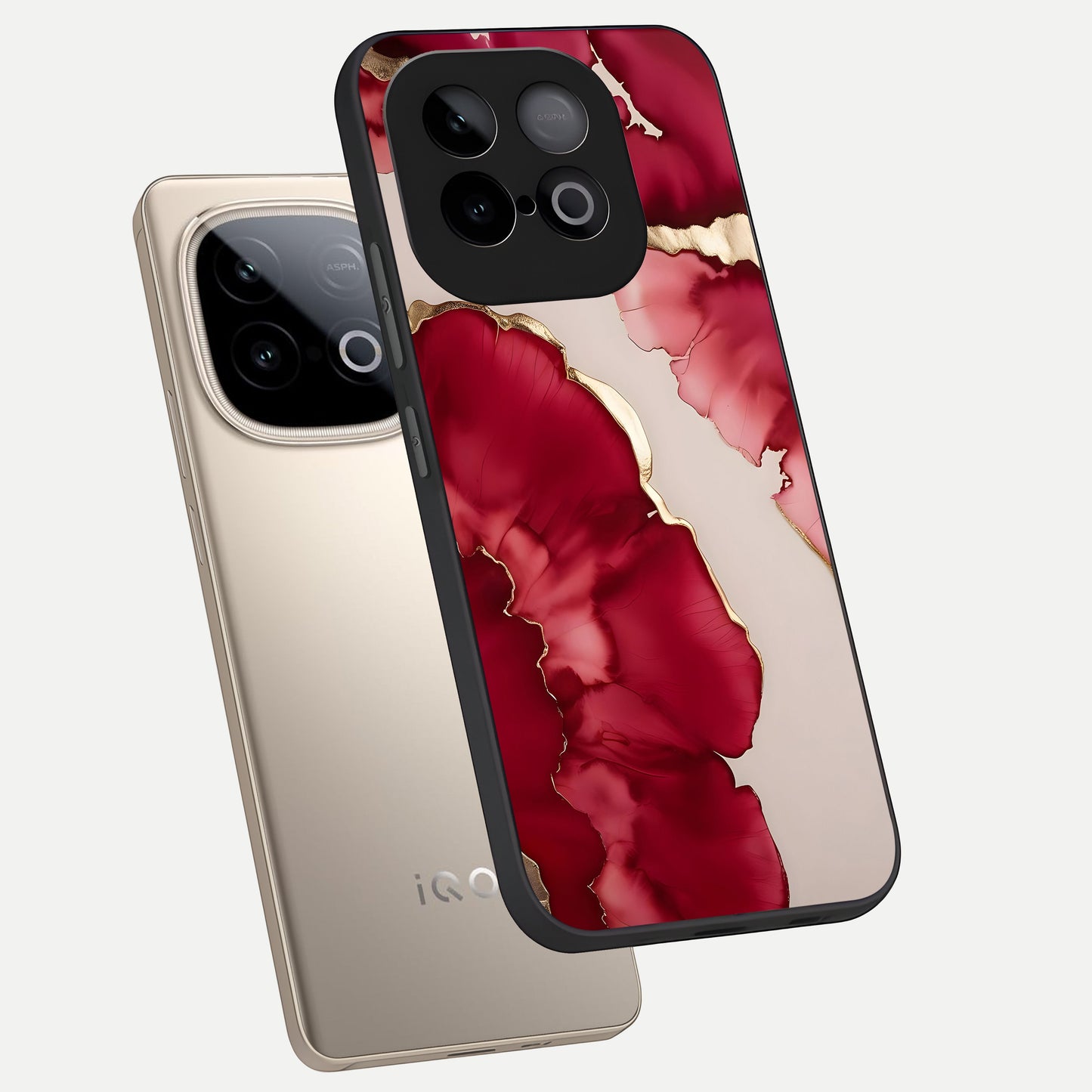  Pink And White Marble phone case for iQOO Neo 10 showing premium glass back cover with detailed artwork