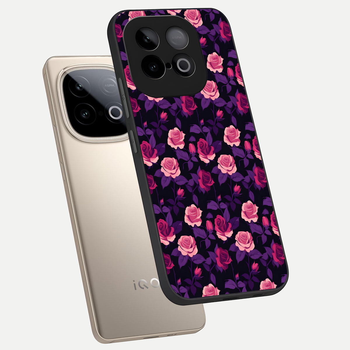  Rose Garden Twilight phone case for iQOO Neo 10 showing premium glass back cover with detailed artwork