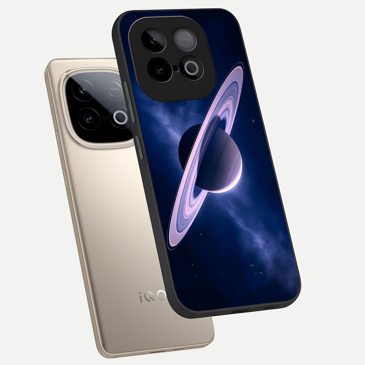  Saturn Ring Mystique phone case for iQOO Neo 10 showing premium glass back cover with detailed artwork
