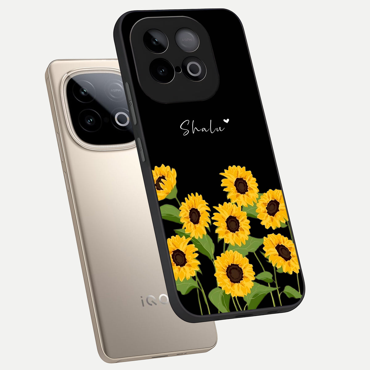  Sunflower Sky Bloom phone case for iQOO Neo 10 showing premium glass back cover with detailed artwork