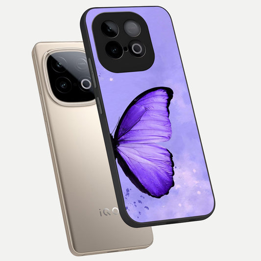  Violet Dream Wing phone case for iQOO Neo 10 showing premium glass back cover with detailed artwork