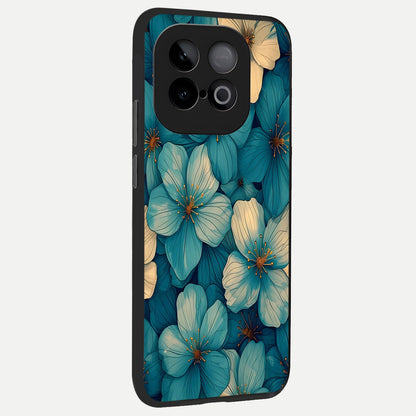  Blue Shade Floral back cover for iQOO Neo 10 slim fit glass case with vibrant aesthetic design