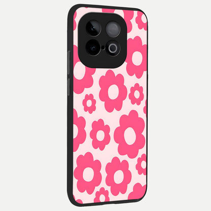  Blush Flower Pop back cover for iQOO Neo 10 slim fit glass case with vibrant aesthetic design