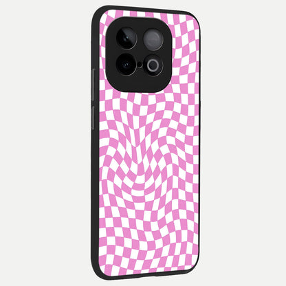  Bubblegum Check Wave back cover for iQOO Neo 10 slim fit glass case with vibrant aesthetic design
