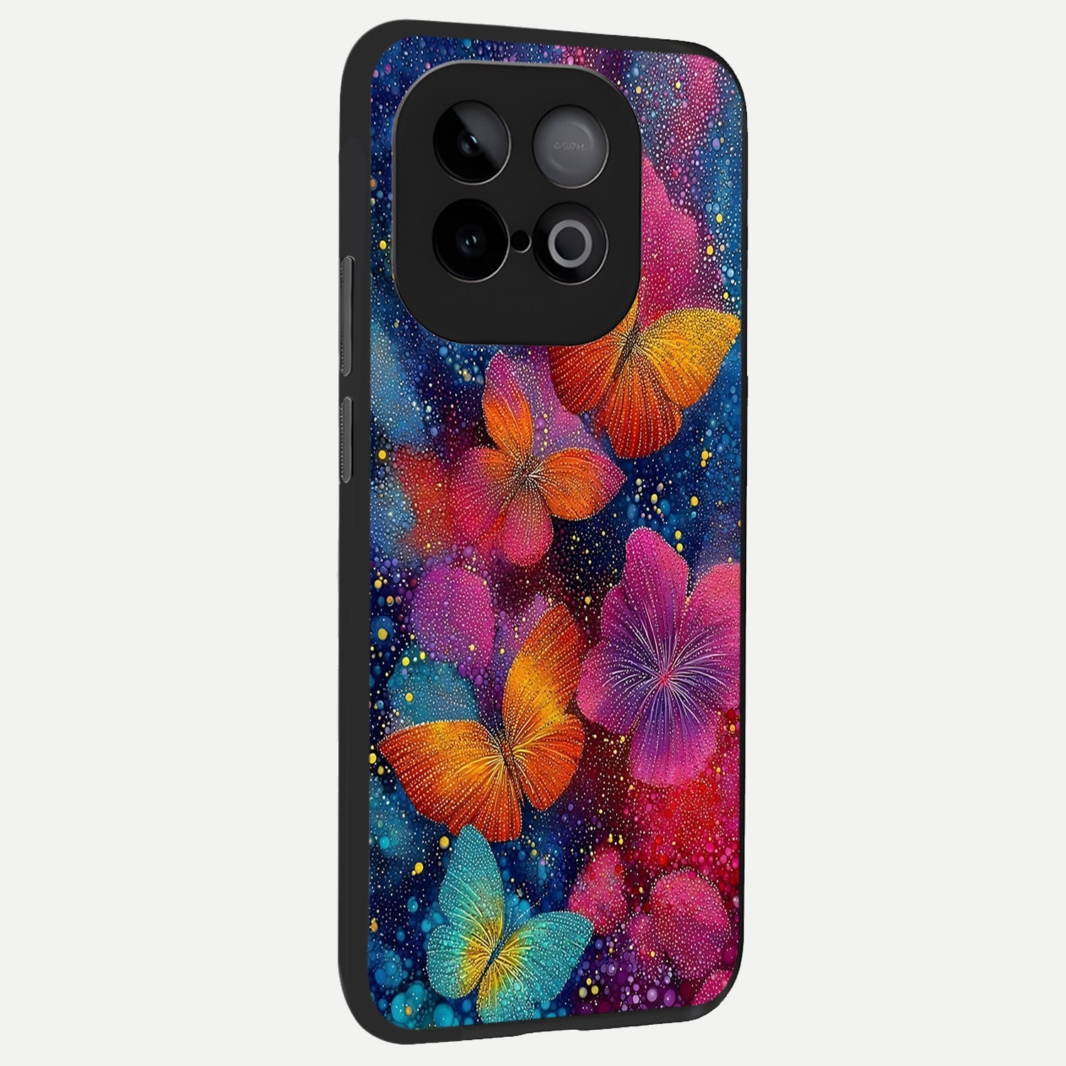  Butterfly Dream Mist back cover for iQOO Neo 10 slim fit glass case with vibrant aesthetic design