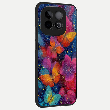  Butterfly Dream Mist back cover for iQOO Neo 10 slim fit glass case with vibrant aesthetic design