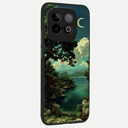 Celestial Lake Peace back cover for iQOO Neo 10 slim fit glass case with vibrant aesthetic design