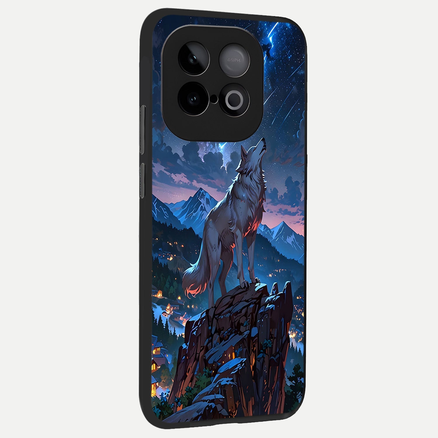  Celestial Wolf Howl back cover for iQOO Neo 10 slim fit glass case with vibrant aesthetic design