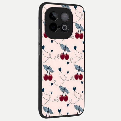  Cherry Heart Line back cover for iQOO Neo 10 slim fit glass case with vibrant aesthetic design