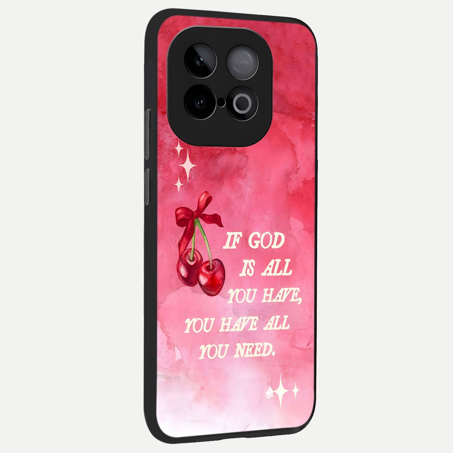  Cherry Quote back cover for iQOO Neo 10 slim fit glass case with vibrant aesthetic design