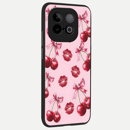  Cherry With Lips back cover for iQOO Neo 10 slim fit glass case with vibrant aesthetic design