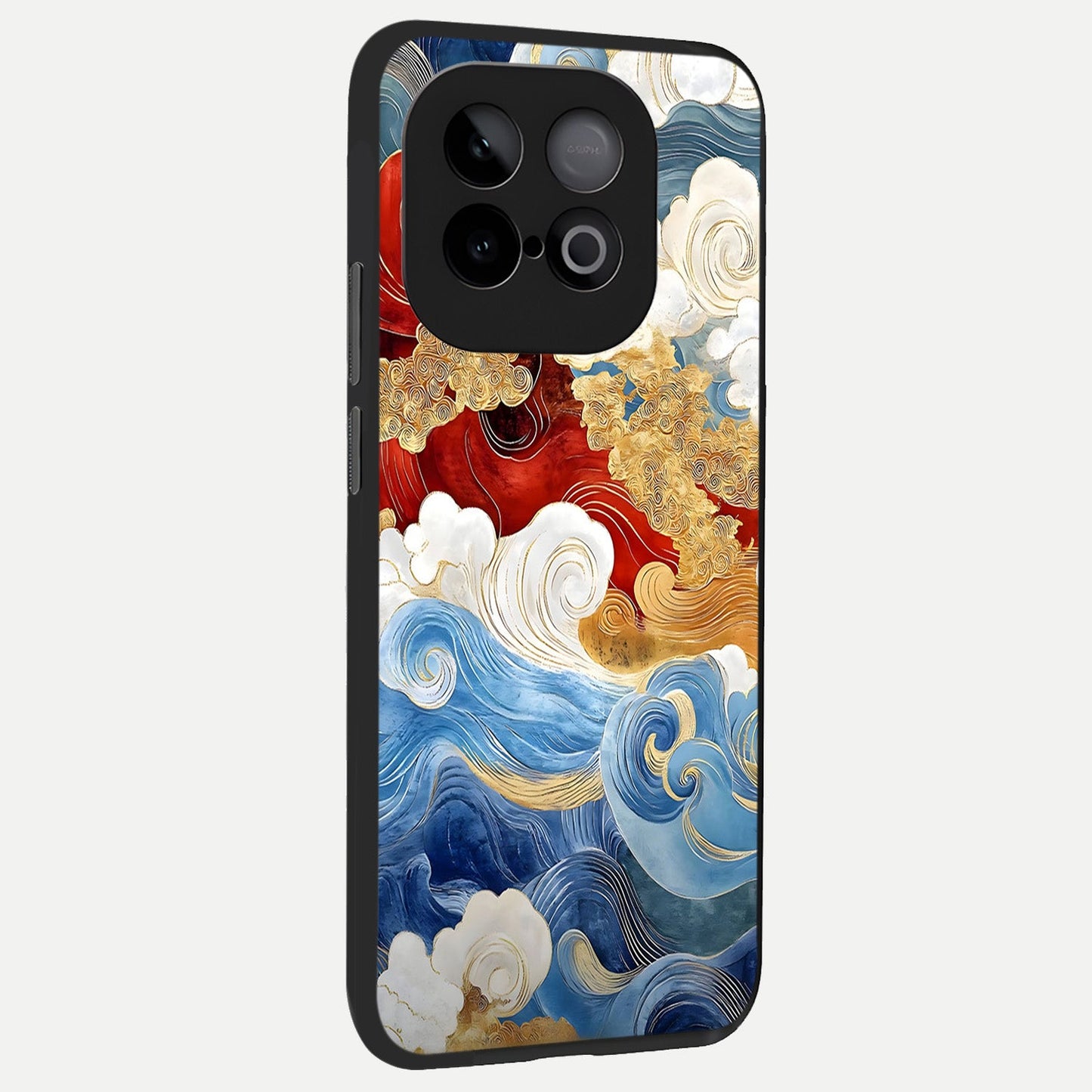  Colored Waves back cover for iQOO Neo 10 slim fit glass case with vibrant aesthetic design