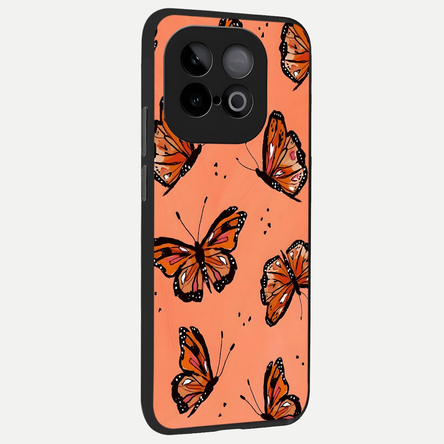  Coral Wing Butterfly back cover for iQOO Neo 10 slim fit glass case with vibrant aesthetic design