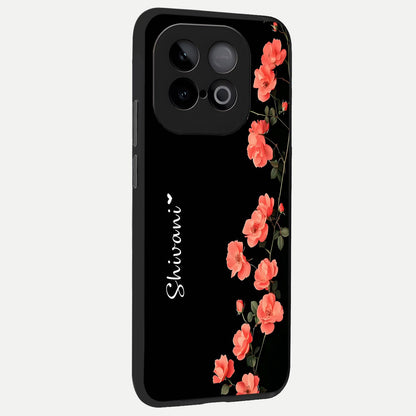  Crimson Bloom Grace Custom Name back cover for iQOO Neo 10 slim fit glass case with vibrant aesthetic design