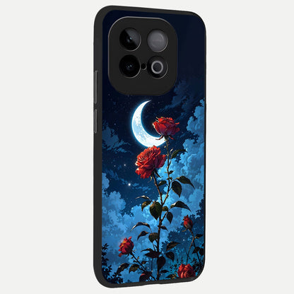  Crimson Rose Moon back cover for iQOO Neo 10 slim fit glass case with vibrant aesthetic design