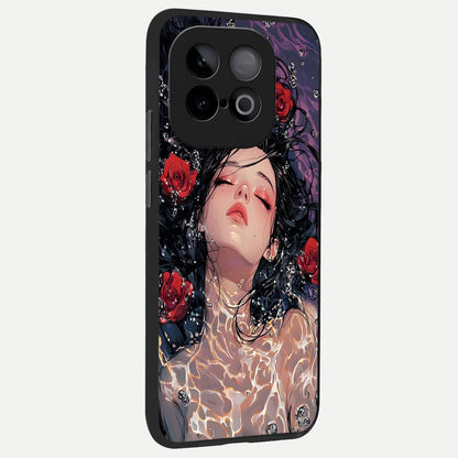  Crimson Rose Serenity back cover for iQOO Neo 10 slim fit glass case with vibrant aesthetic design