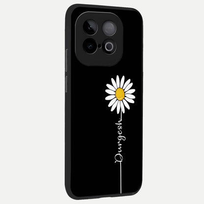  Custom Name White Flower back cover for iQOO Neo 10 slim fit glass case with vibrant aesthetic design