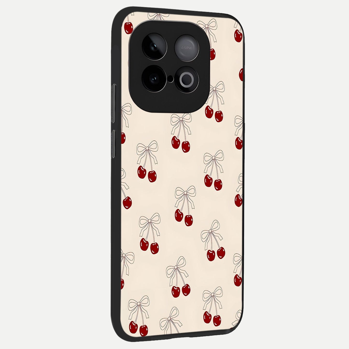  Cute Cherry Pattern back cover for iQOO Neo 10 slim fit glass case with vibrant aesthetic design