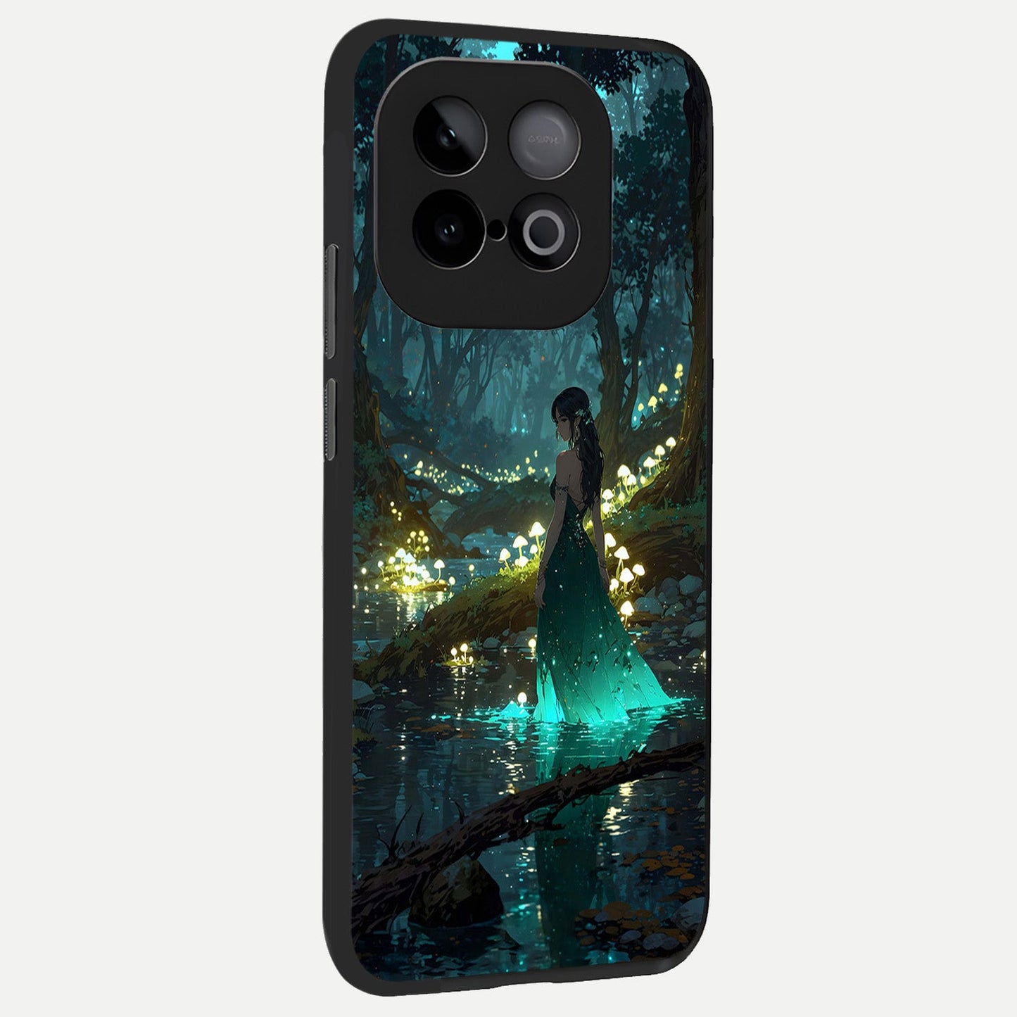  Enchanted Forest Glow back cover for iQOO Neo 10 slim fit glass case with vibrant aesthetic design
