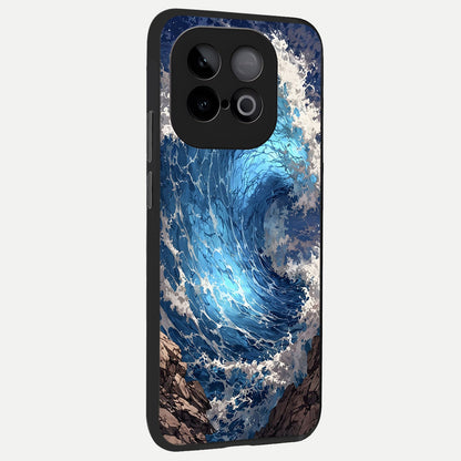  Giant Ocean Wave back cover for iQOO Neo 10 slim fit glass case with vibrant aesthetic design
