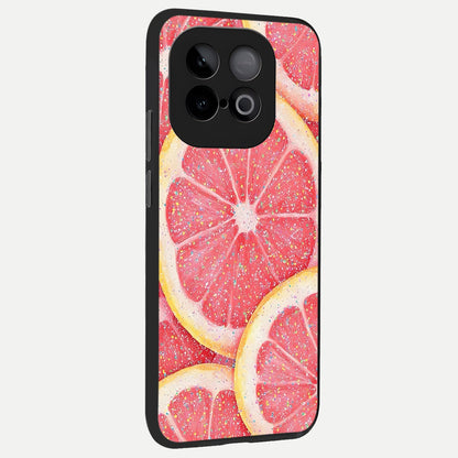  Glitter Grapefruit back cover for iQOO Neo 10 slim fit glass case with vibrant aesthetic design