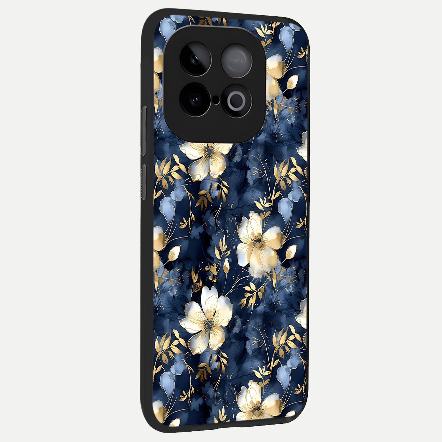  Golden Midnight Bloom back cover for iQOO Neo 10 slim fit glass case with vibrant aesthetic design