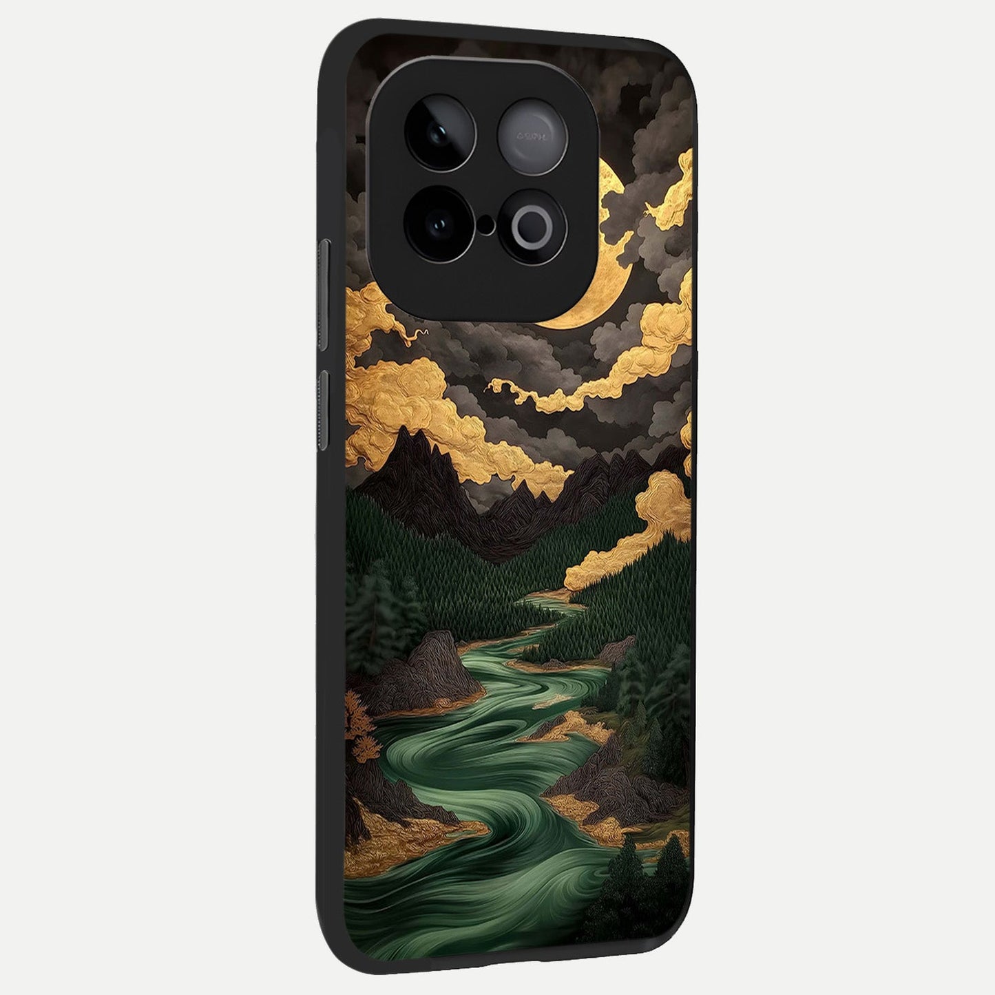  Golden River Moon back cover for iQOO Neo 10 slim fit glass case with vibrant aesthetic design