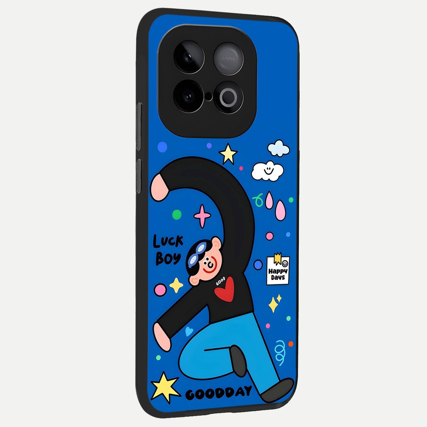  Happy Luck Vibe back cover for iQOO Neo 10 slim fit glass case with vibrant aesthetic design