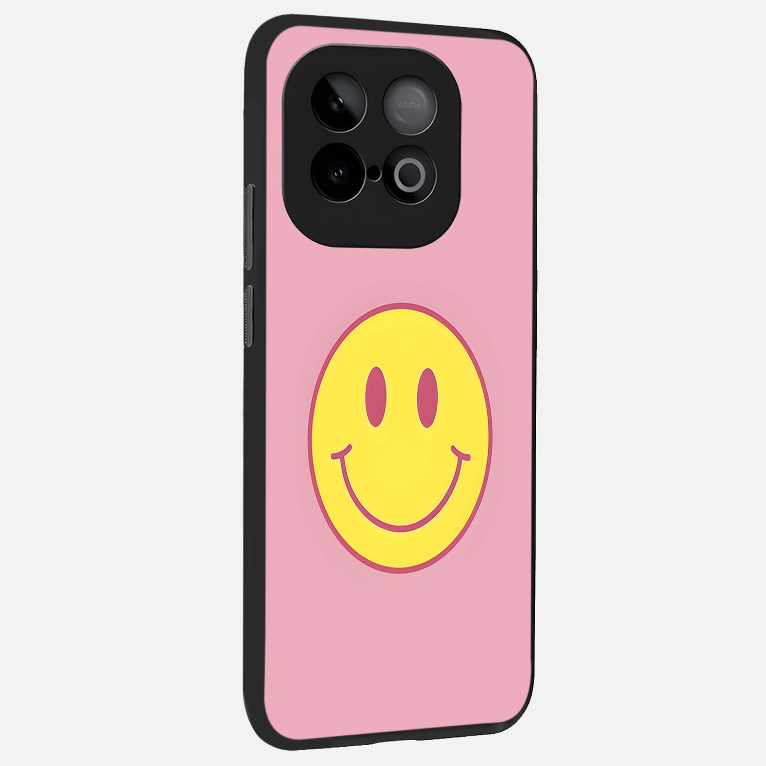  Happy Pink Mood back cover for iQOO Neo 10 slim fit glass case with vibrant aesthetic design
