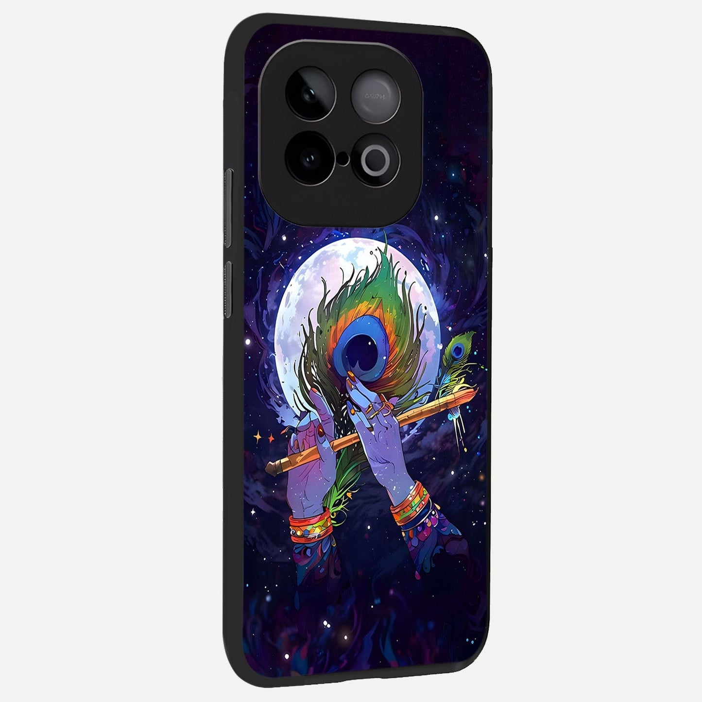  Krishna Hands Art back cover for iQOO Neo 10 slim fit glass case with vibrant aesthetic design